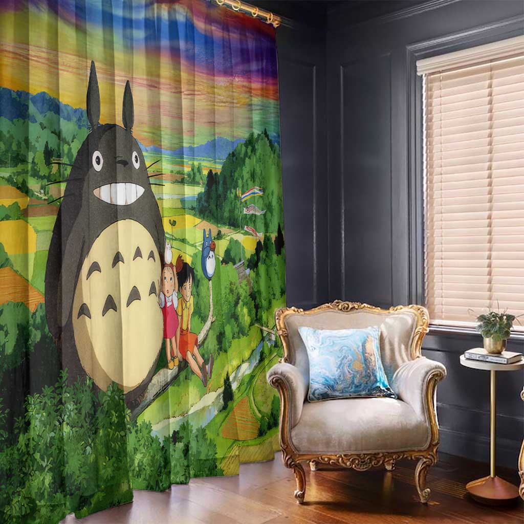 Trippy My Neighbor Totoro Studio Ghibli Window Curtain Anime  Mix Oil Paint Trippy Style