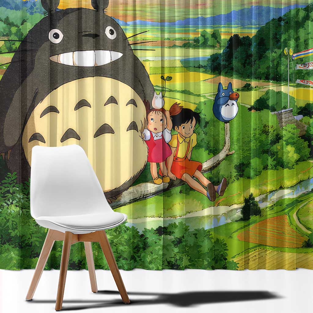 Trippy My Neighbor Totoro Studio Ghibli Window Curtain Anime  Mix Oil Paint Trippy Style