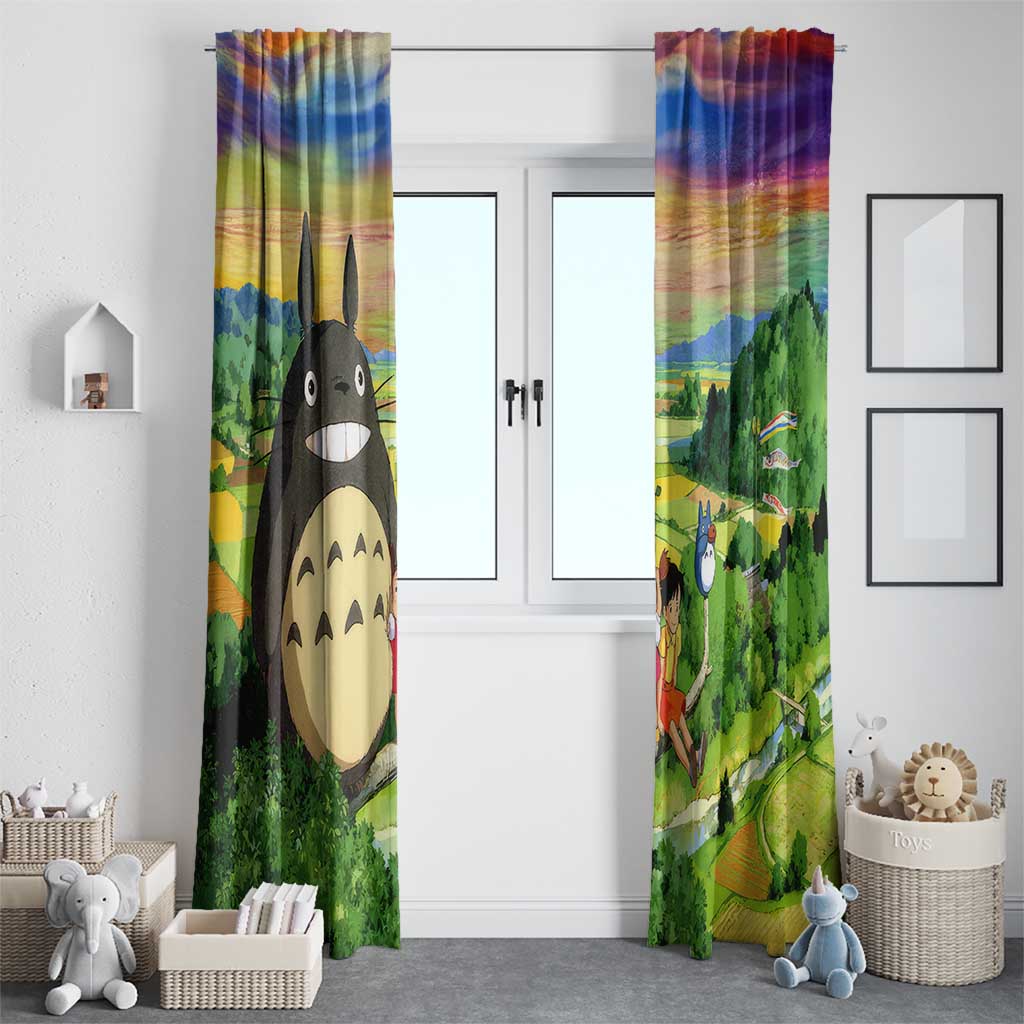 Trippy My Neighbor Totoro Studio Ghibli Window Curtain Anime  Mix Oil Paint Trippy Style