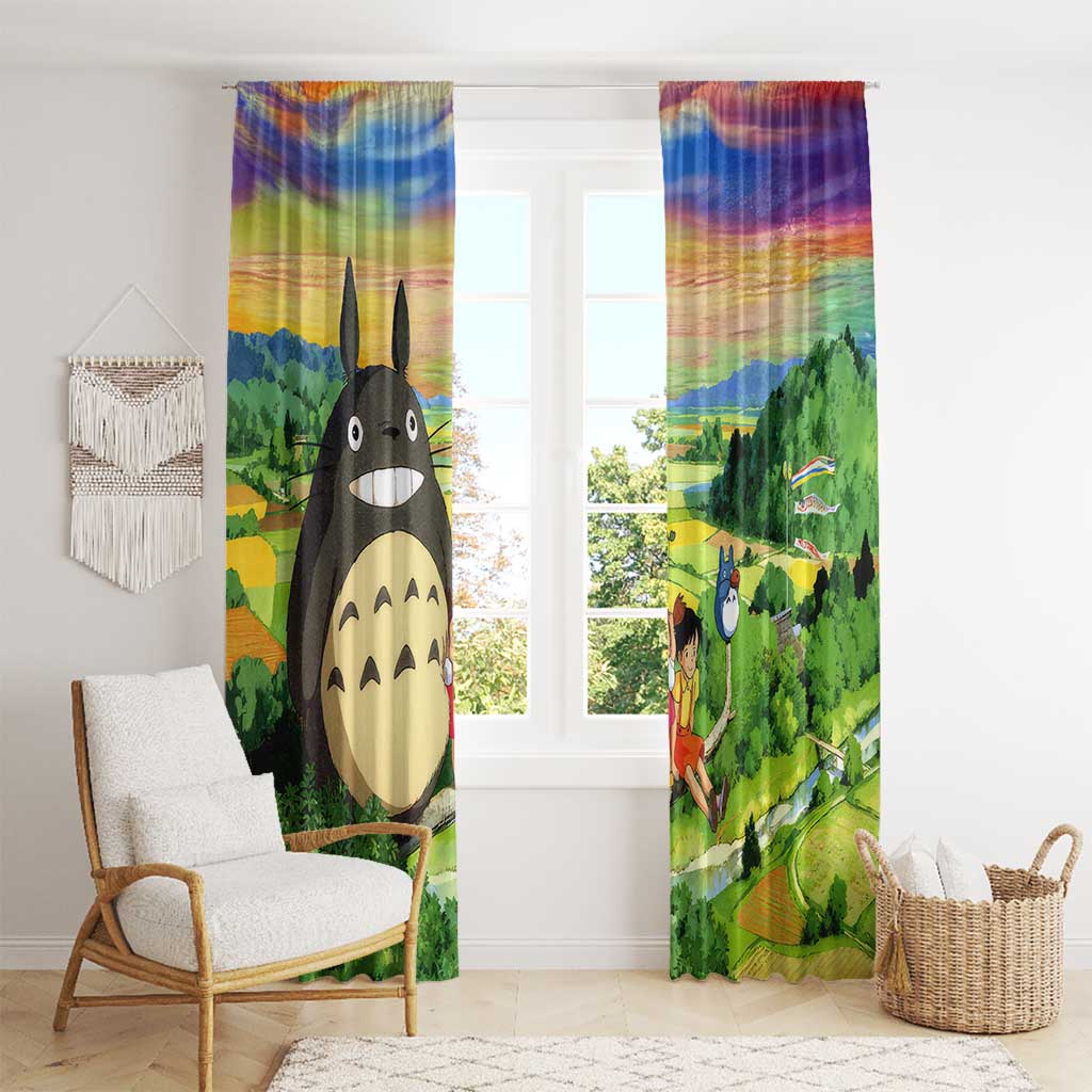 Trippy My Neighbor Totoro Studio Ghibli Window Curtain Anime  Mix Oil Paint Trippy Style