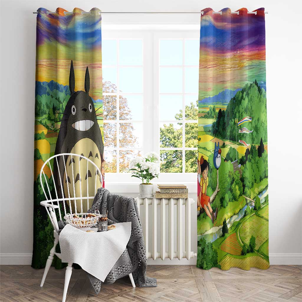 Trippy My Neighbor Totoro Studio Ghibli Window Curtain Anime  Mix Oil Paint Trippy Style