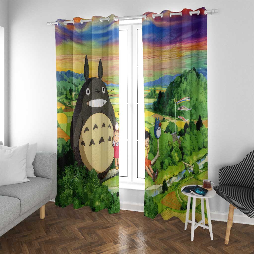 Trippy My Neighbor Totoro Studio Ghibli Window Curtain Anime  Mix Oil Paint Trippy Style