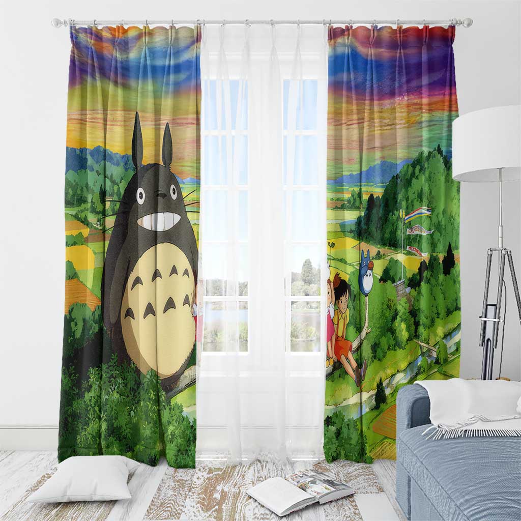 Trippy My Neighbor Totoro Studio Ghibli Window Curtain Anime  Mix Oil Paint Trippy Style