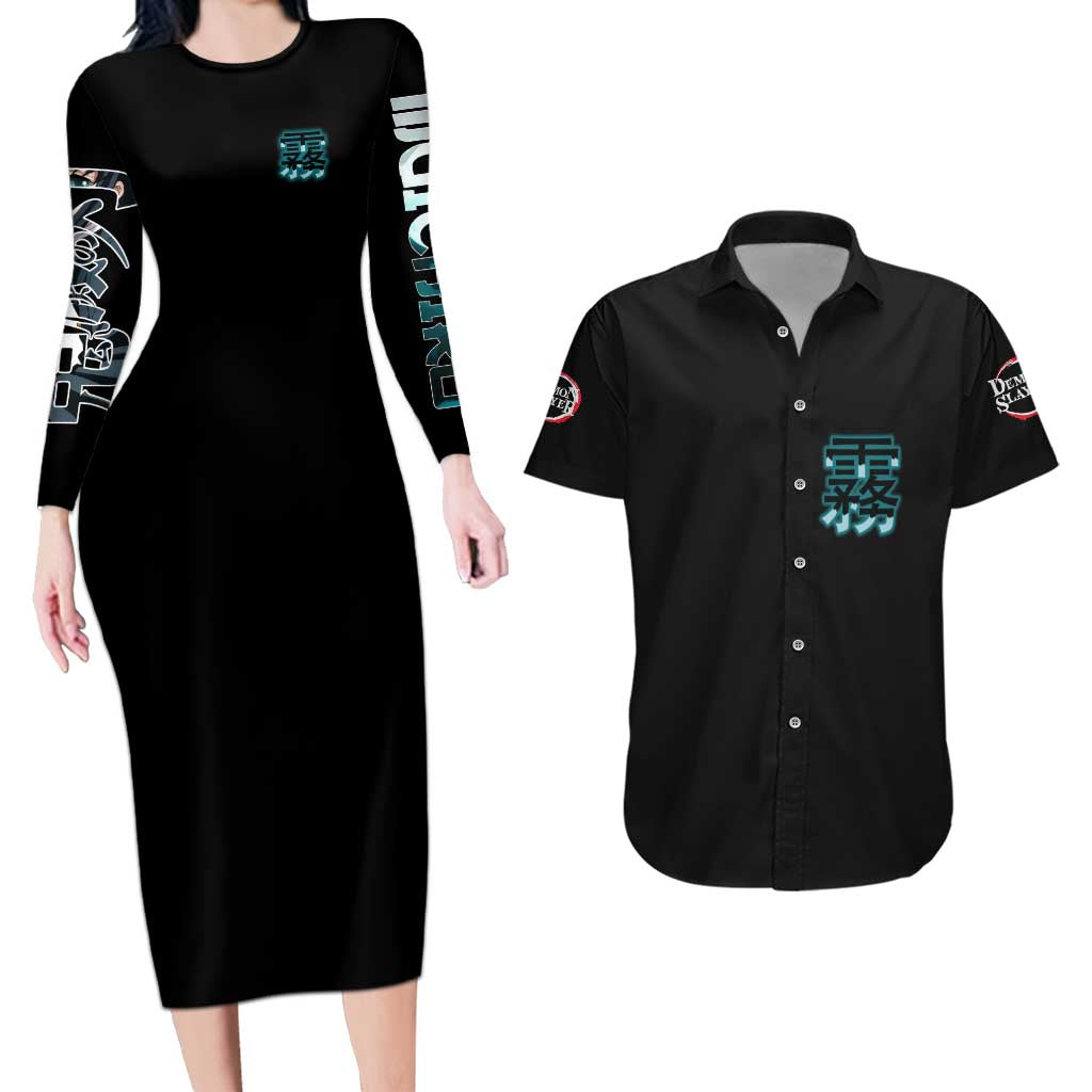 Muichiro Tokito V2 Demon Slayer Couples Matching Long Sleeve Bodycon Dress and Hawaiian Shirt Anime Style