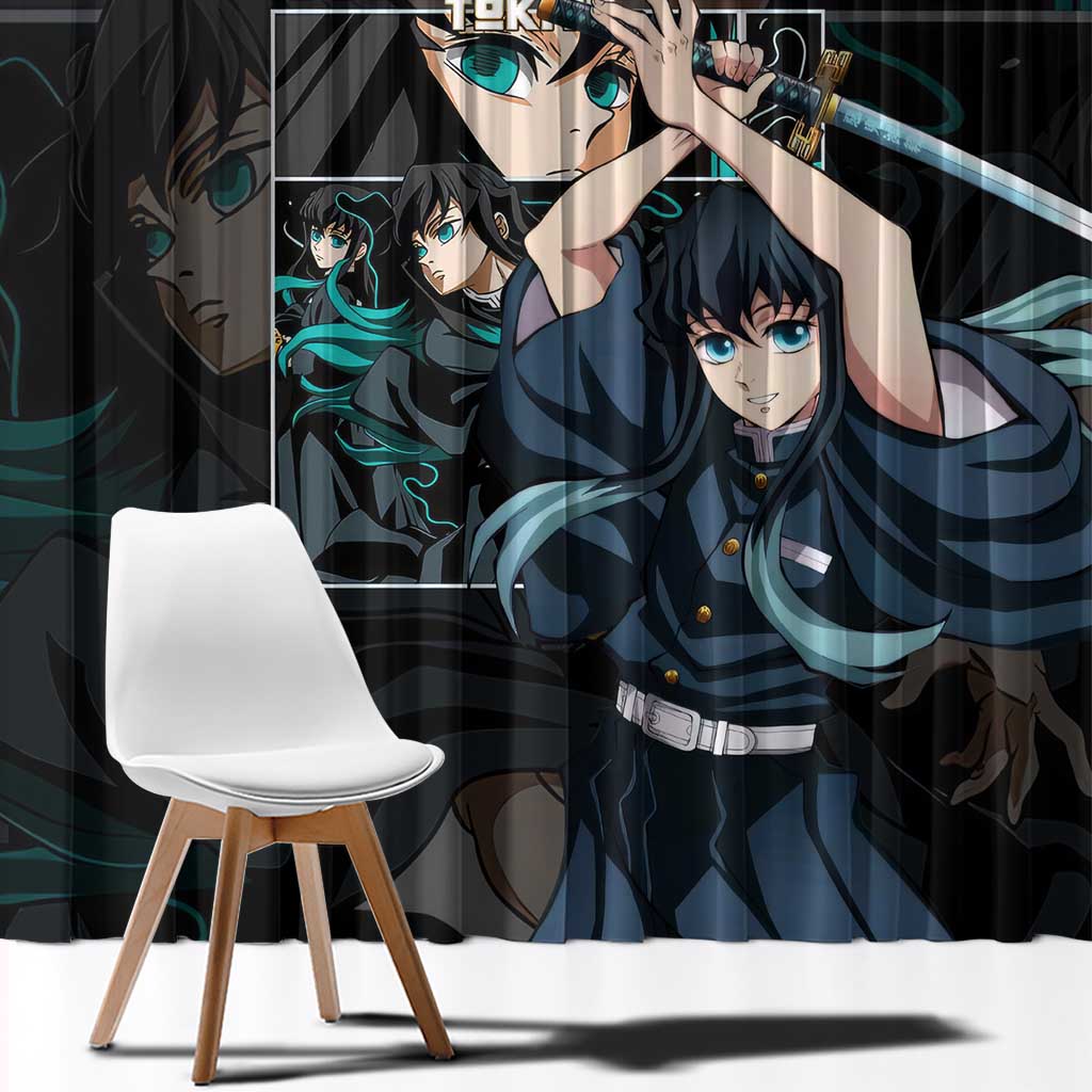 Muichiro Tokito V2 Demon Slayer Window Curtain Anime Style