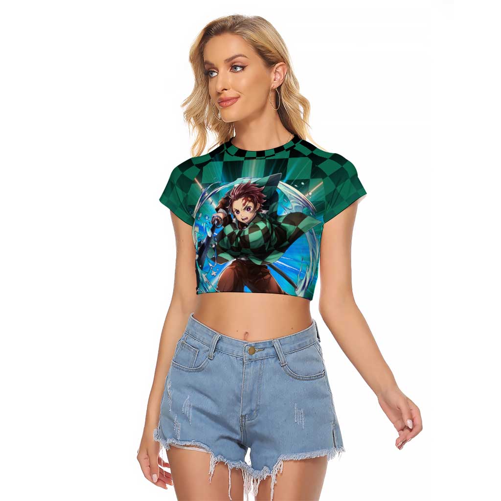 Astral Aura Tanjiro Demon Slayer Raglan Cropped T Shirt Anime Style