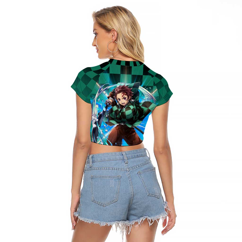 Astral Aura Tanjiro Demon Slayer Raglan Cropped T Shirt Anime Style