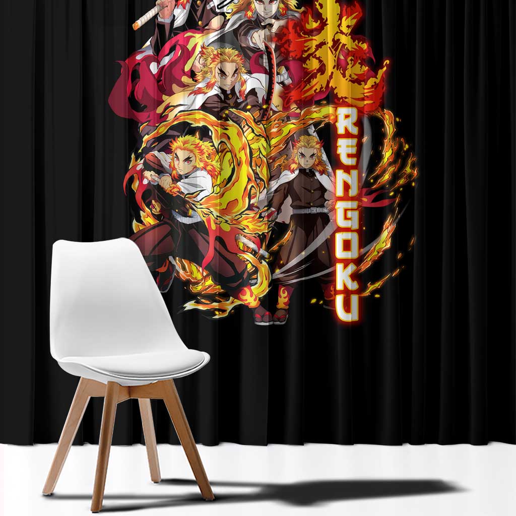 Kyojuro Rengoku V3 Demon Slayer Window Curtain Anime Style
