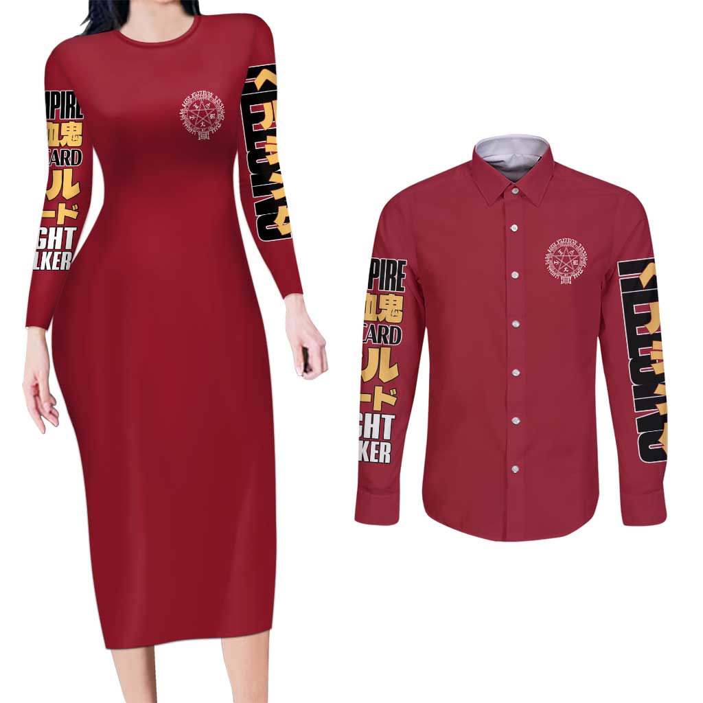 Alucard Hellsing Couples Matching Long Sleeve Bodycon Dress and Long Sleeve Button Shirt Anime Style