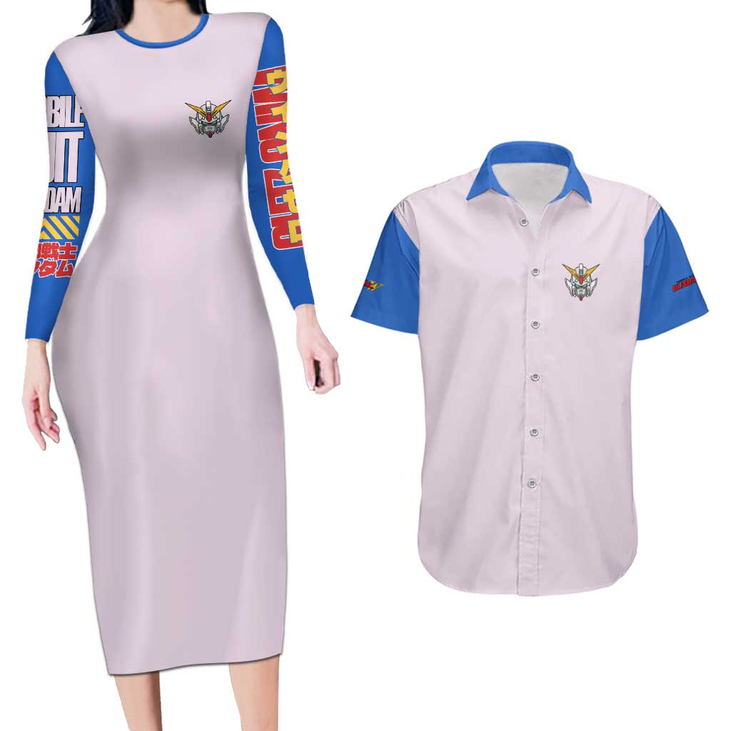 Heero Yuya x Wing Zero Gundam Wing Endless Waltz Couples Matching Long Sleeve Bodycon Dress and Hawaiian Shirt Anime Style