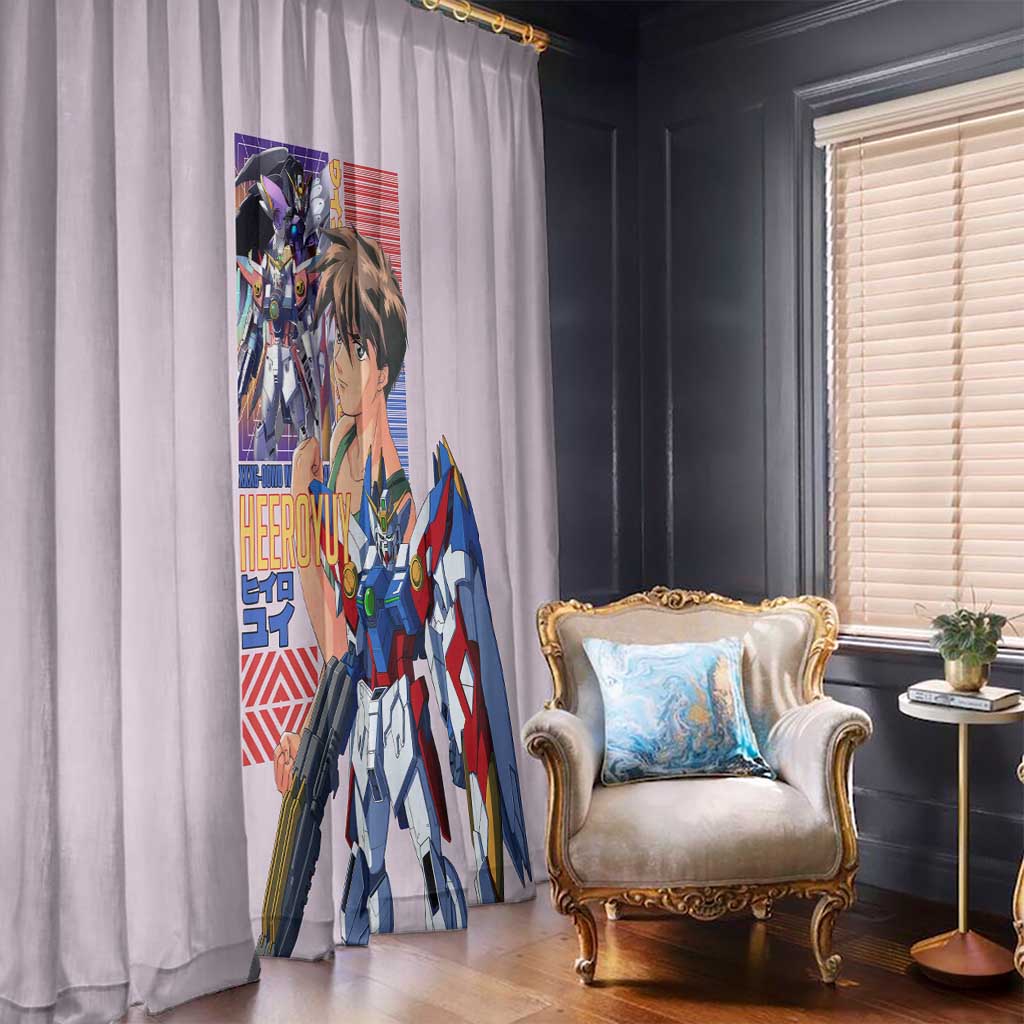 Heero Yuya x Wing Zero Gundam Wing Endless Waltz Window Curtain Anime Style