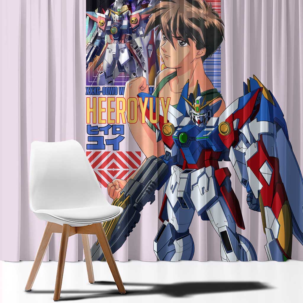 Heero Yuya x Wing Zero Gundam Wing Endless Waltz Window Curtain Anime Style