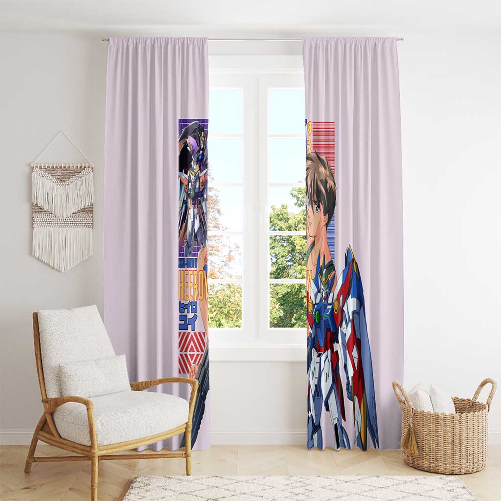 Heero Yuya x Wing Zero Gundam Wing Endless Waltz Window Curtain Anime Style