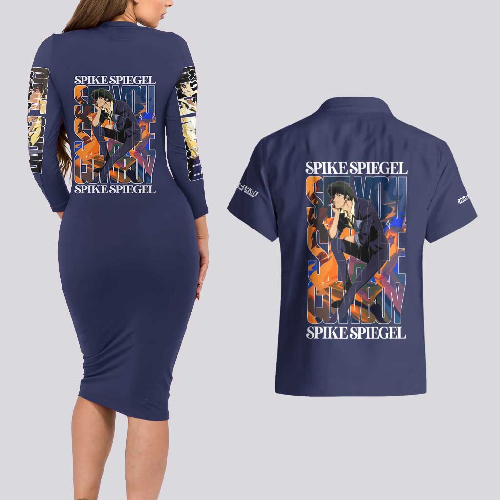 Spike Spiegel Cowboy Bebop Couples Matching Long Sleeve Bodycon Dress and Hawaiian Shirt Japan Anime Style TS04