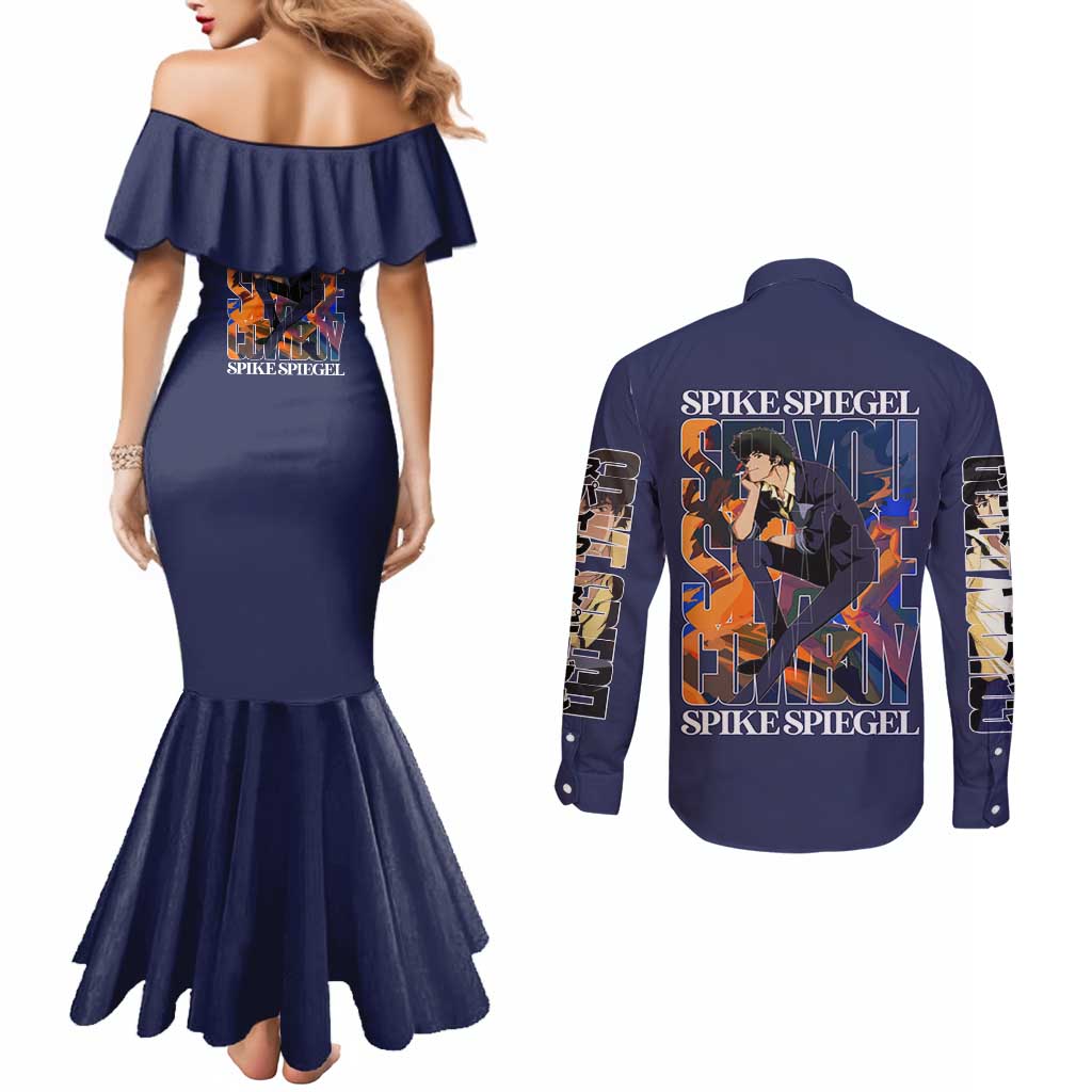 Spike Spiegel Cowboy Bebop Couples Matching Mermaid Dress and Long Sleeve Button Shirt Japan Anime Style TS04