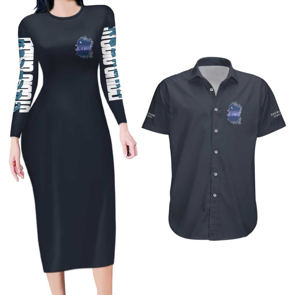 Howl’s Moving Castle Studio Ghibli Couples Matching Long Sleeve Bodycon Dress and Hawaiian Shirt Anime Style