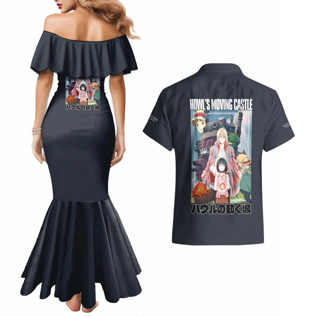 Howl’s Moving Castle Studio Ghibli Couples Matching Mermaid Dress and Hawaiian Shirt Anime Style