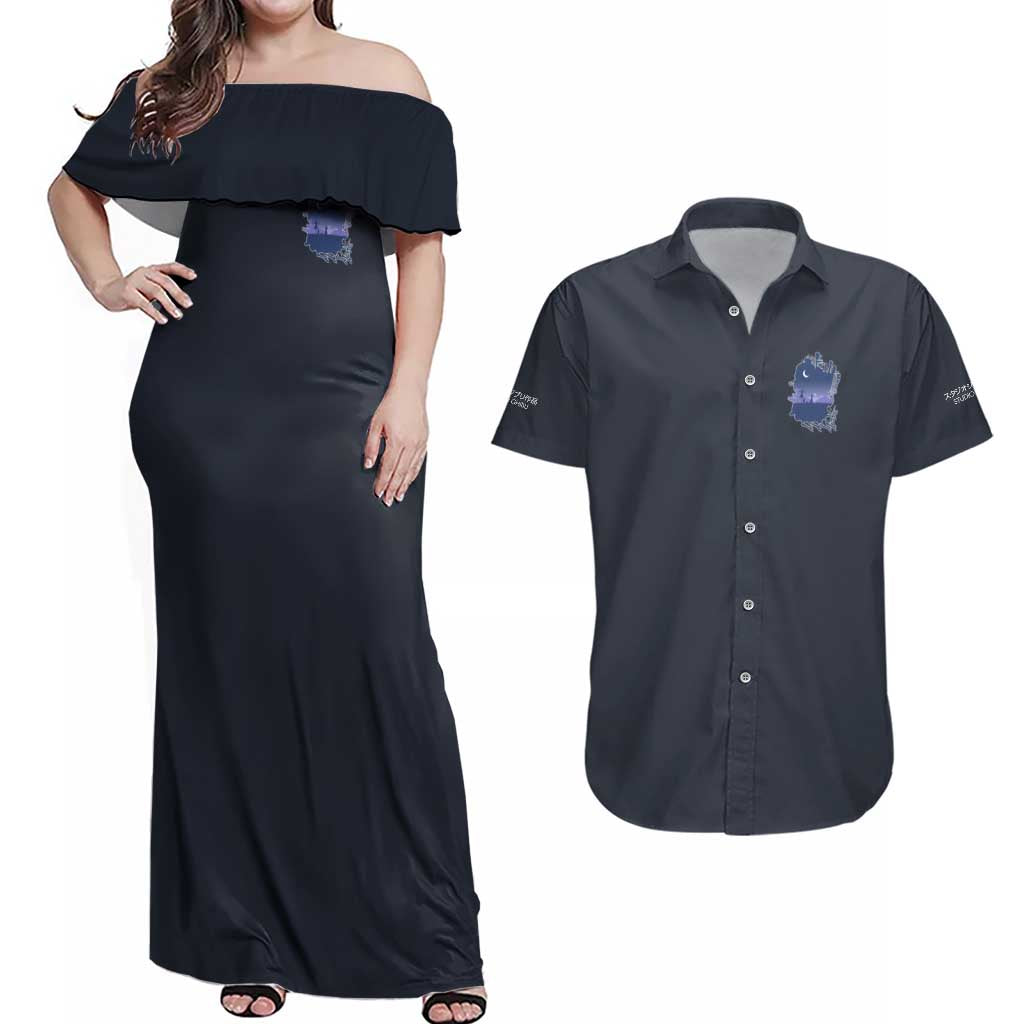 Howl’s Moving Castle Studio Ghibli Couples Matching Off Shoulder Maxi Dress and Hawaiian Shirt Anime Style
