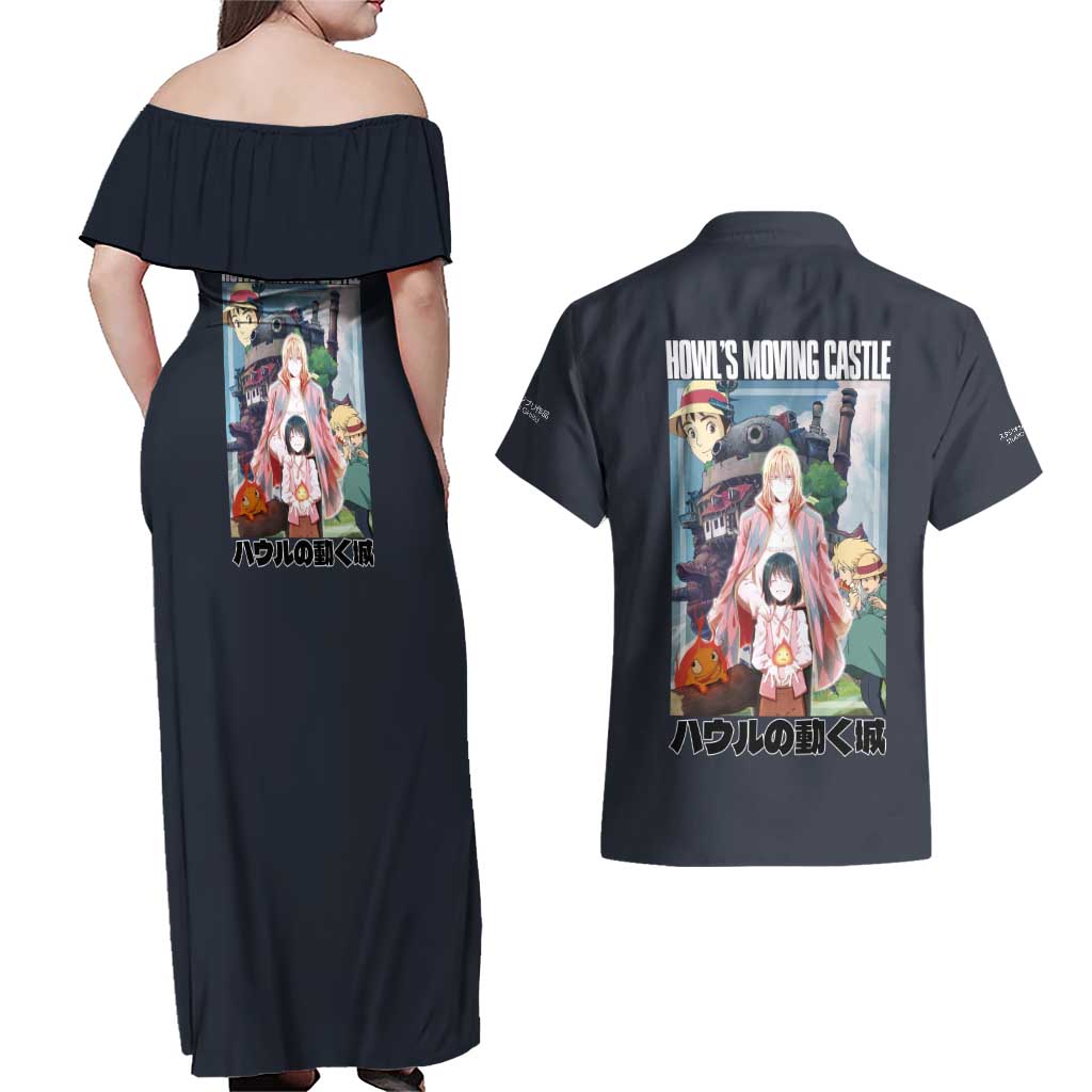 Howl’s Moving Castle Studio Ghibli Couples Matching Off Shoulder Maxi Dress and Hawaiian Shirt Anime Style