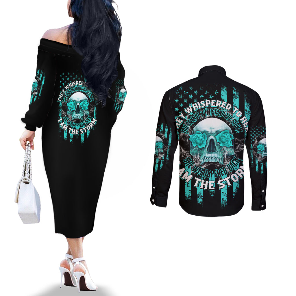 i-am-the-storm-skul-couples-matching-off-the-shoulder-long-sleeve-dress-and-long-sleeve-button-shirt