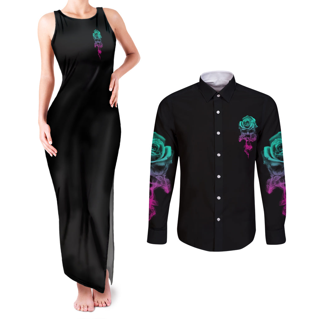 i-can-buy-myself-flowers-smoke-rose-skull-couples-matching-tank-maxi-dress-and-long-sleeve-button-shirt