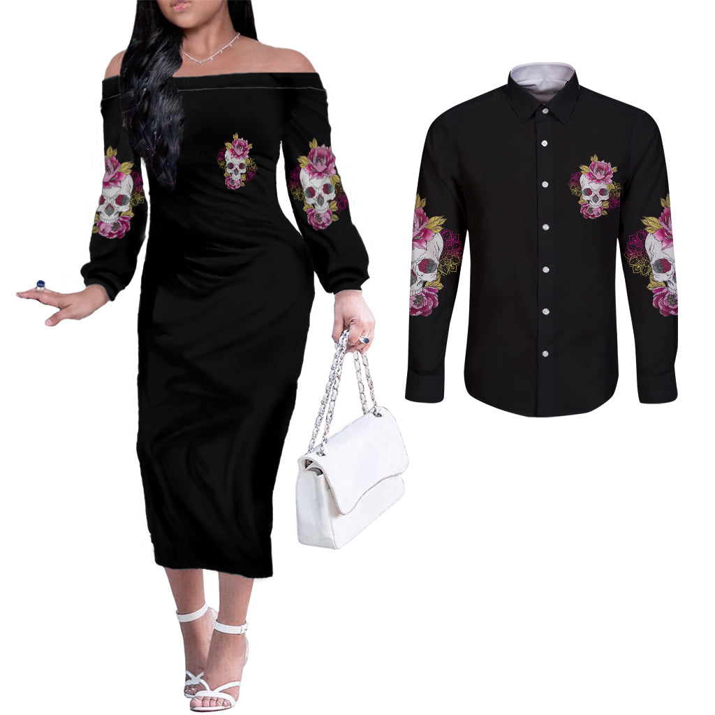 warning-this-tattooed-girl-couples-matching-off-the-shoulder-long-sleeve-dress-and-long-sleeve-button-shirt
