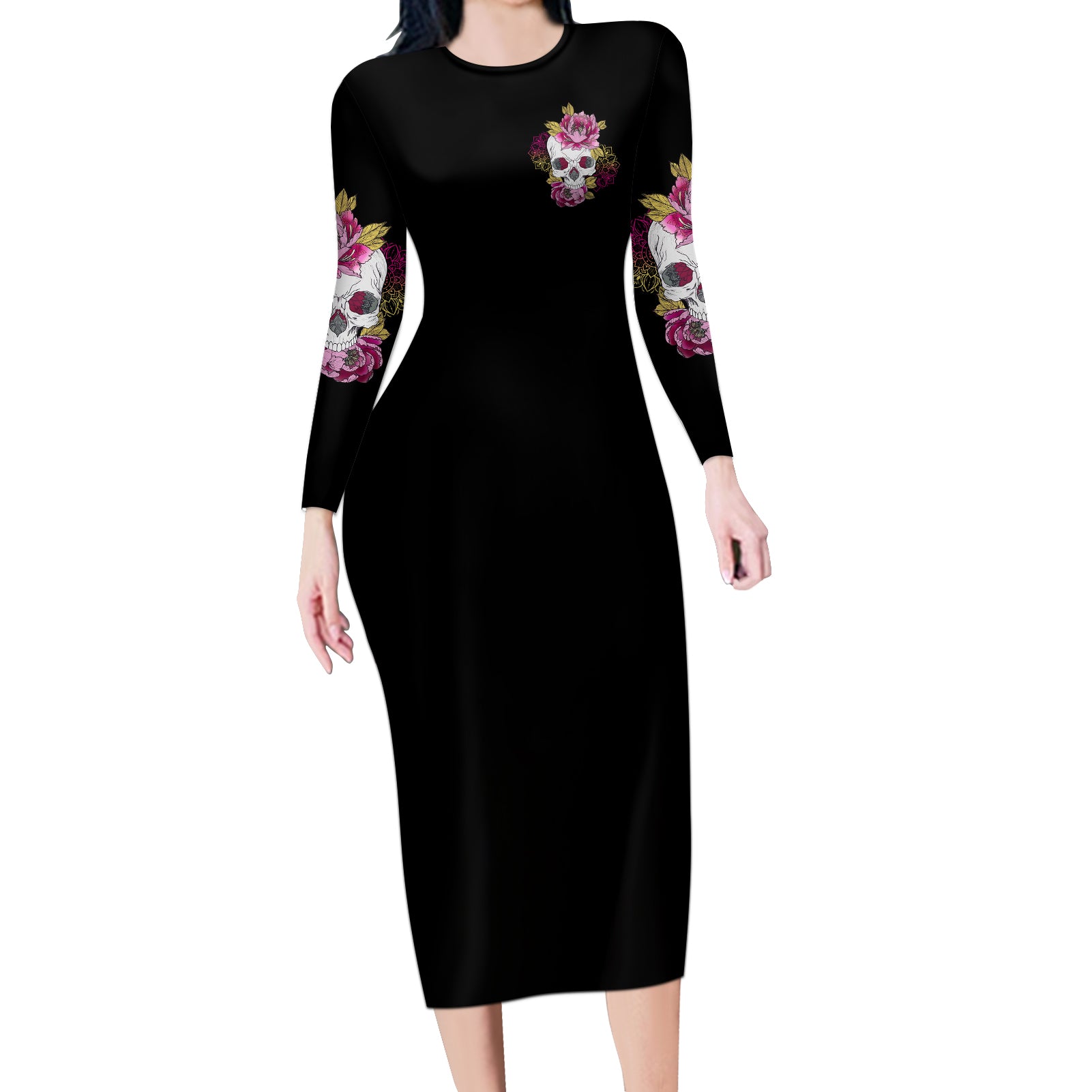 warning-this-tattooed-girl-long-sleeve-bodycon-dress