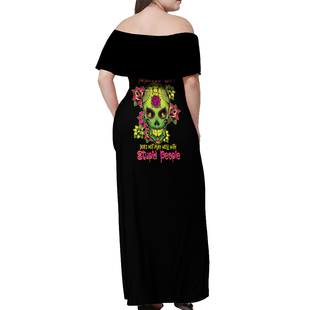 warning-this-tattooed-girl-flower-sugar-skull-off-shoulder-maxi-dress