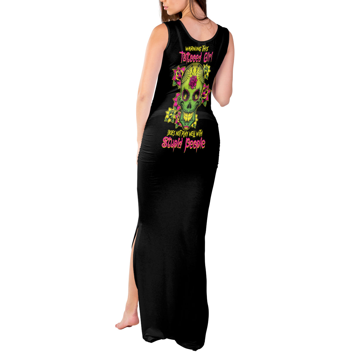 warning-this-tattooed-girl-flower-sugar-skull-tank-maxi-dress