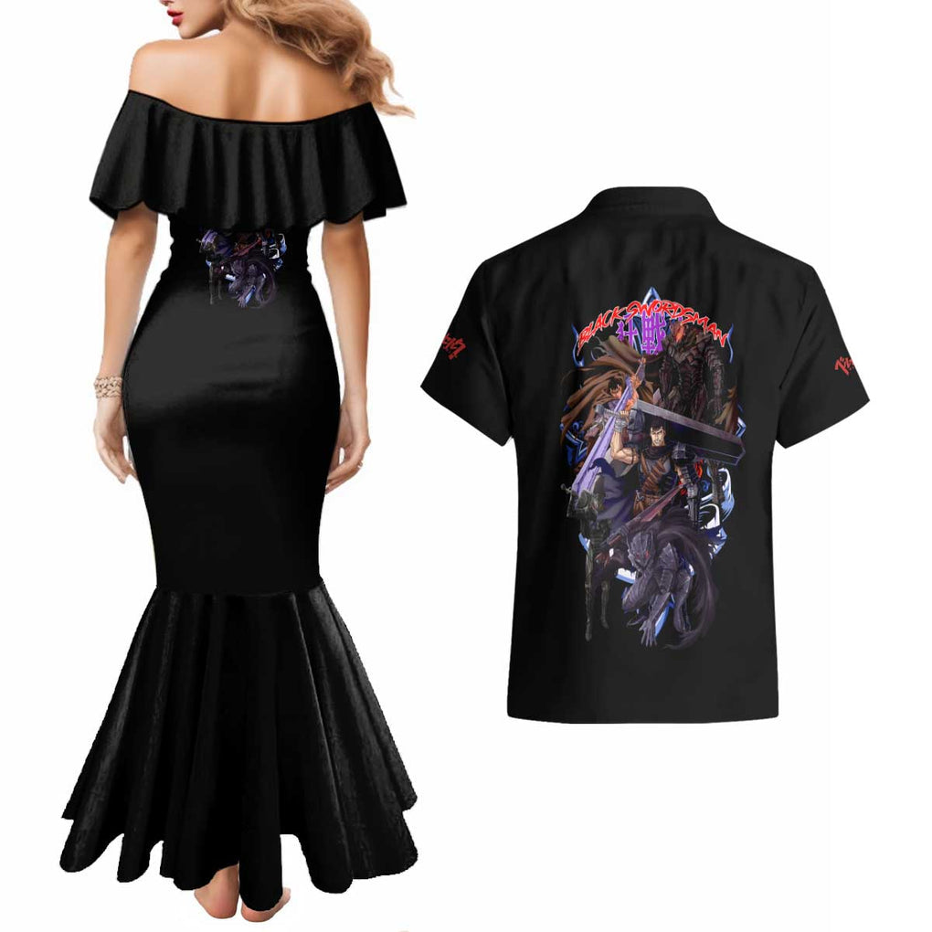 Guts V4 Berserk Couples Matching Mermaid Dress and Hawaiian Shirt Anime Style