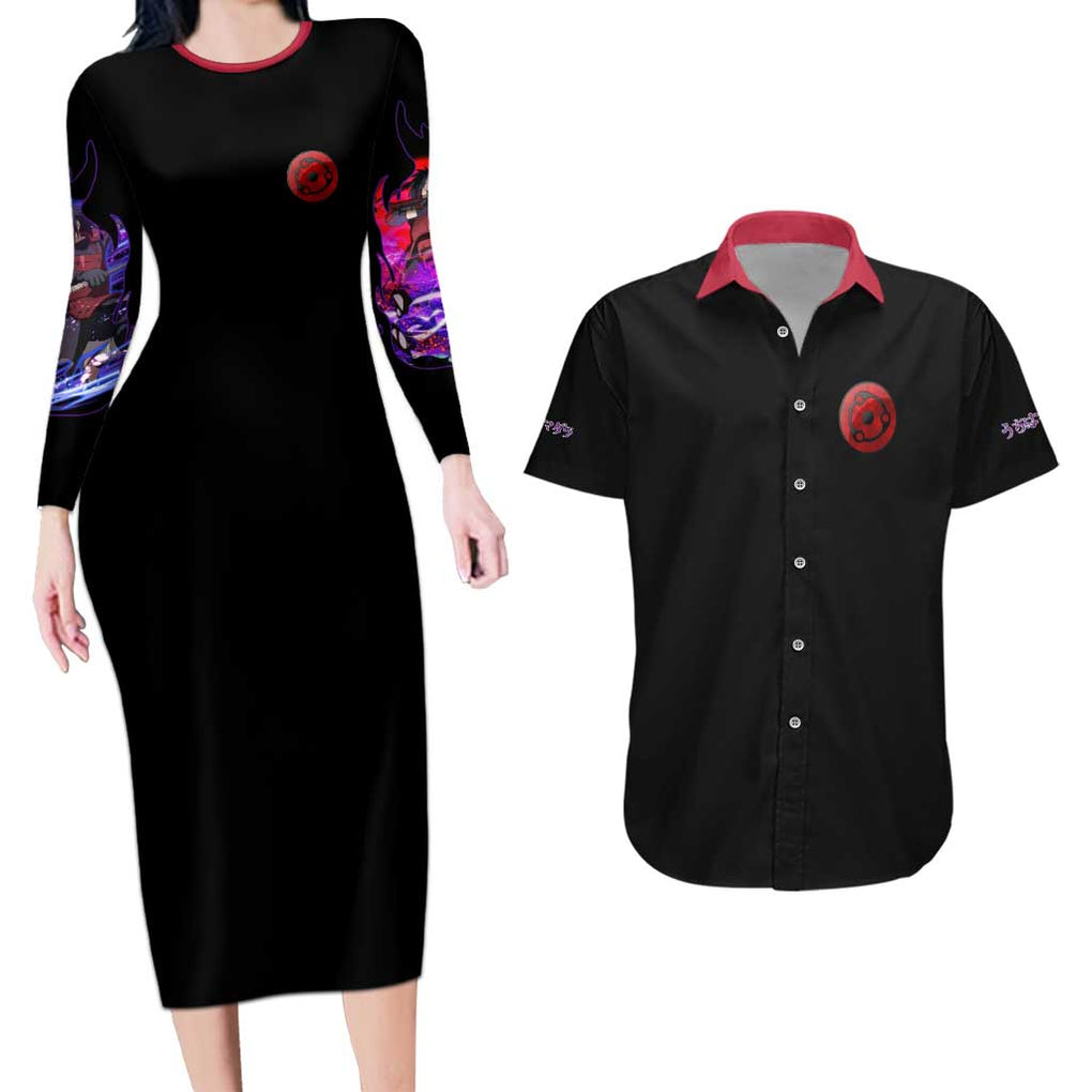 Uchiha Madara V3 Naruto Couples Matching Long Sleeve Bodycon Dress and Hawaiian Shirt Anime Style