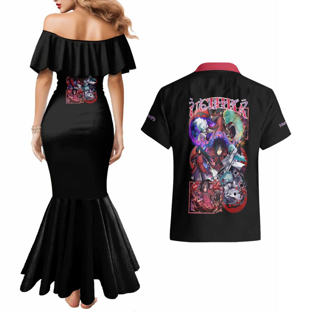 Uchiha Madara V3 Naruto Couples Matching Mermaid Dress and Hawaiian Shirt Anime Style
