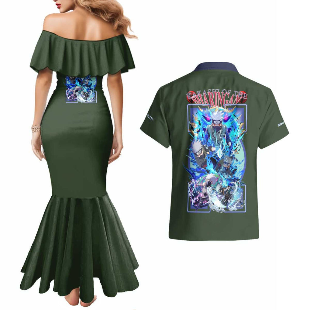 Hatake Kakashi V2 Naruto Couples Matching Mermaid Dress and Hawaiian Shirt Anime Style