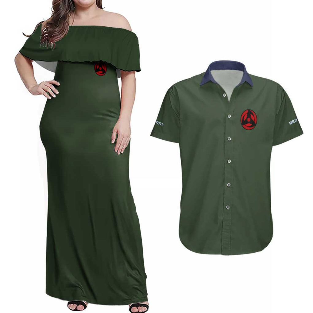 Hatake Kakashi V2 Naruto Couples Matching Off Shoulder Maxi Dress and Hawaiian Shirt Anime Style