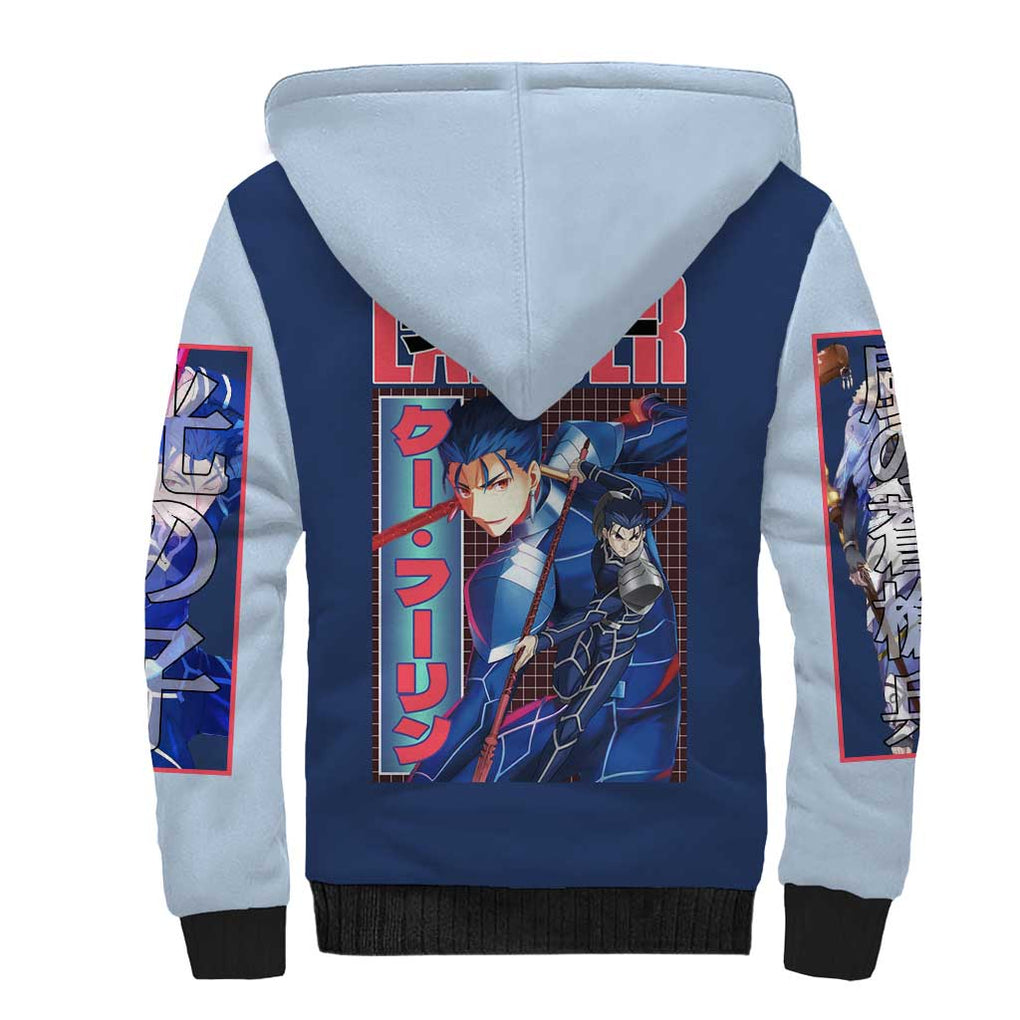 Lancer Fate Stay Night Unlimited Blade Works Sherpa Hoodie Anime Style