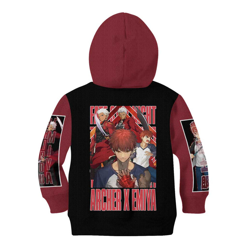 Archer x Emiya Fate Stay Night Unlimited Blade Works Kid Hoodie Anime Style