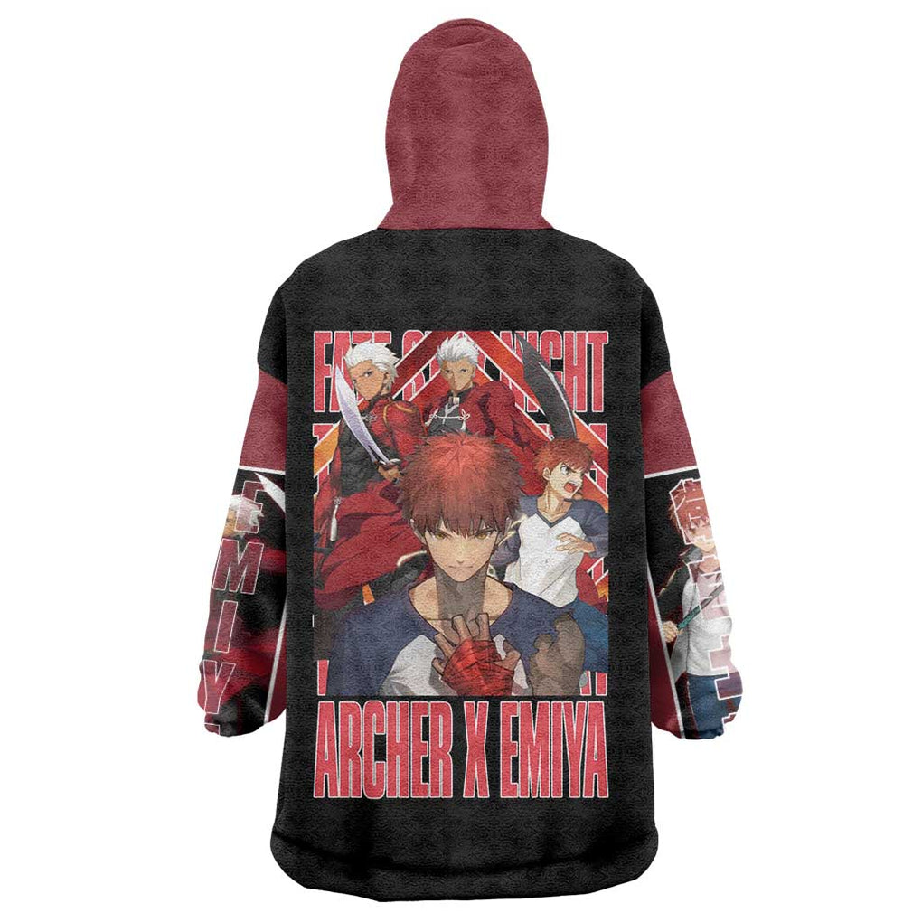 Archer x Emiya Fate Stay Night Unlimited Blade Works Wearable Blanket Hoodie Anime Style