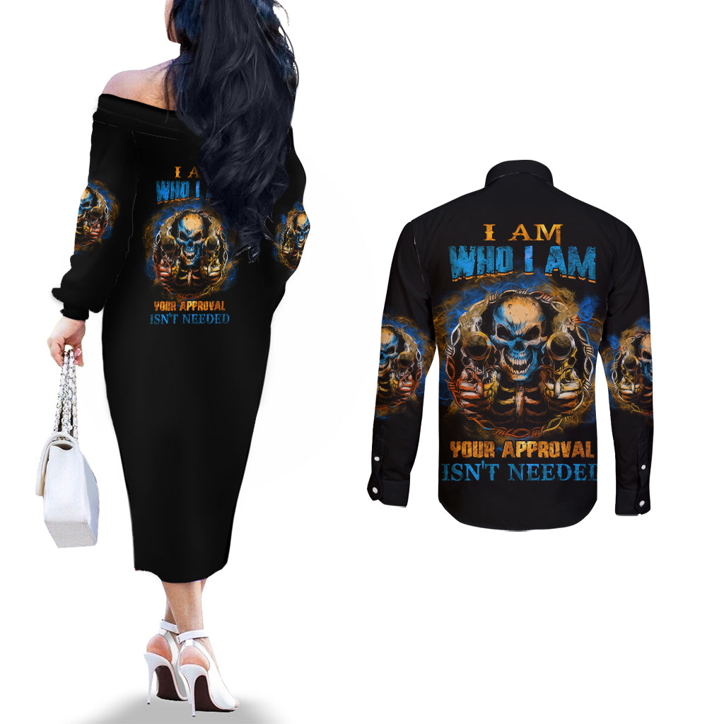 i-am-who-i-am-couples-matching-off-the-shoulder-long-sleeve-dress-and-long-sleeve-button-shirt