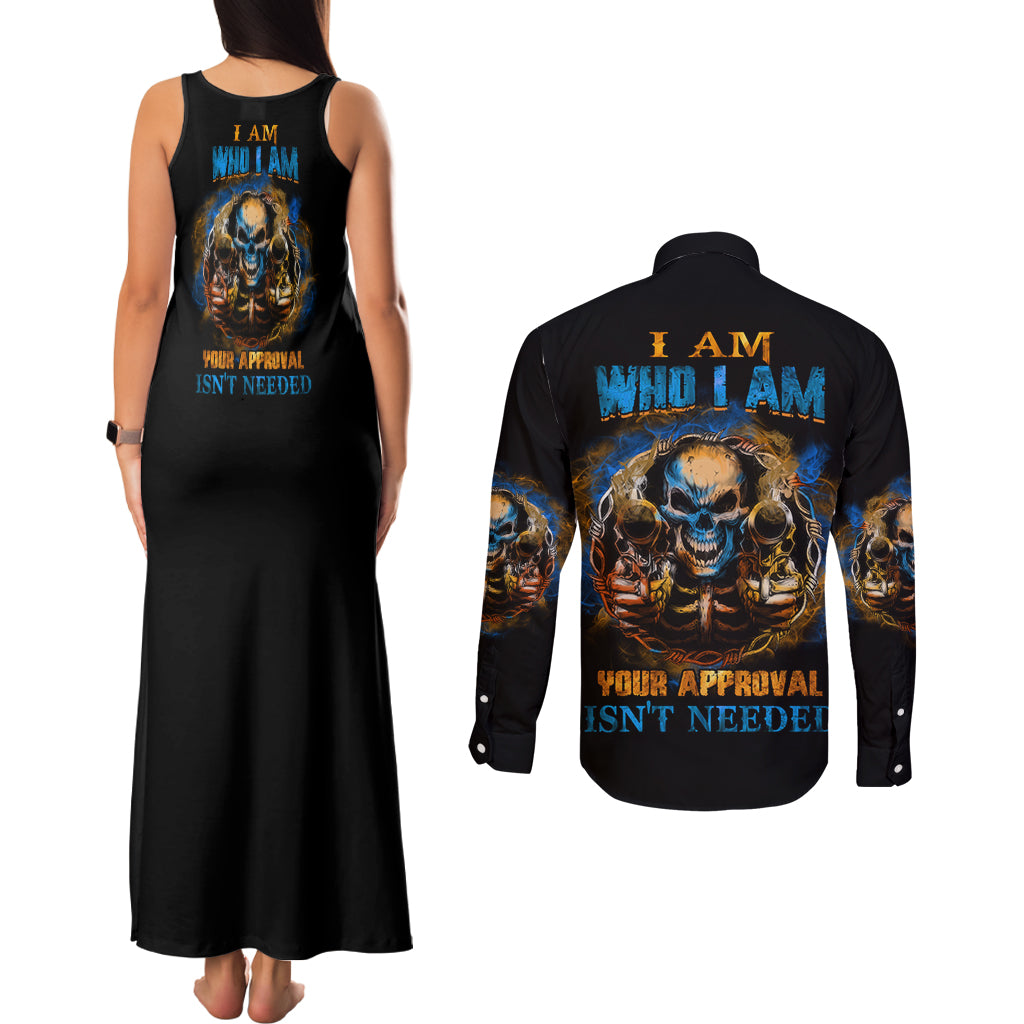 i-am-who-i-am-couples-matching-tank-maxi-dress-and-long-sleeve-button-shirt