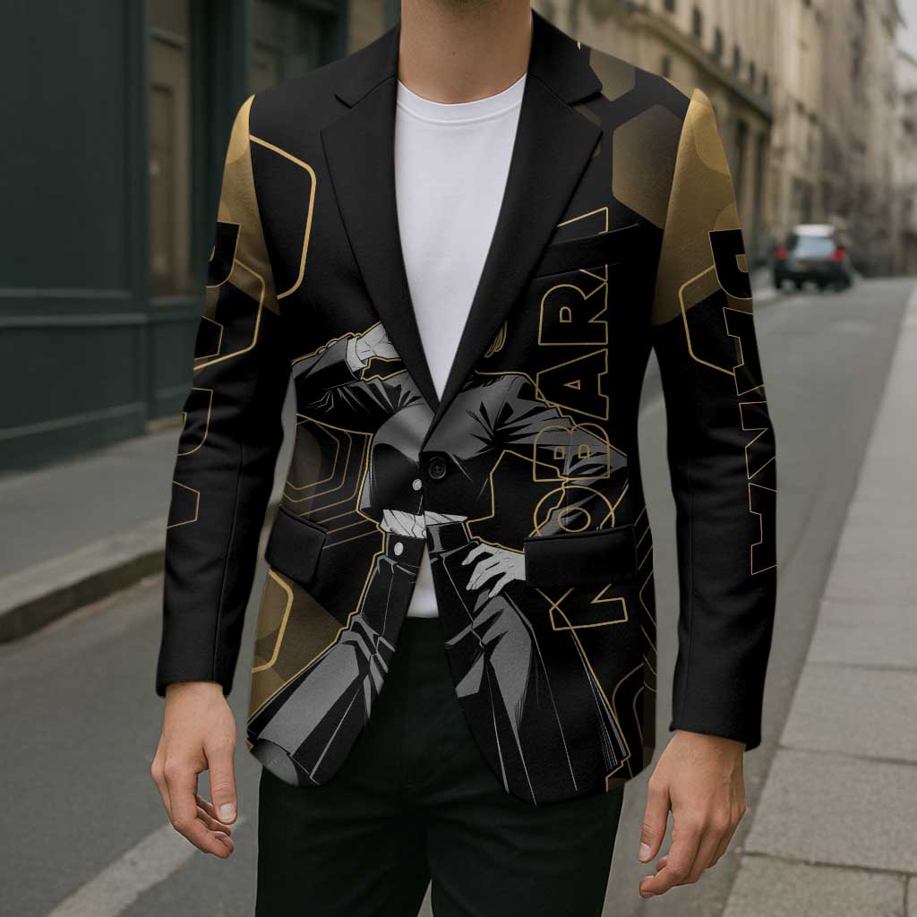 Nobara Kugisaki Jujutsu Kaisen Gold Hexagon Design Blazer with Confident Expressions and Manga Style Art - The Mazicc