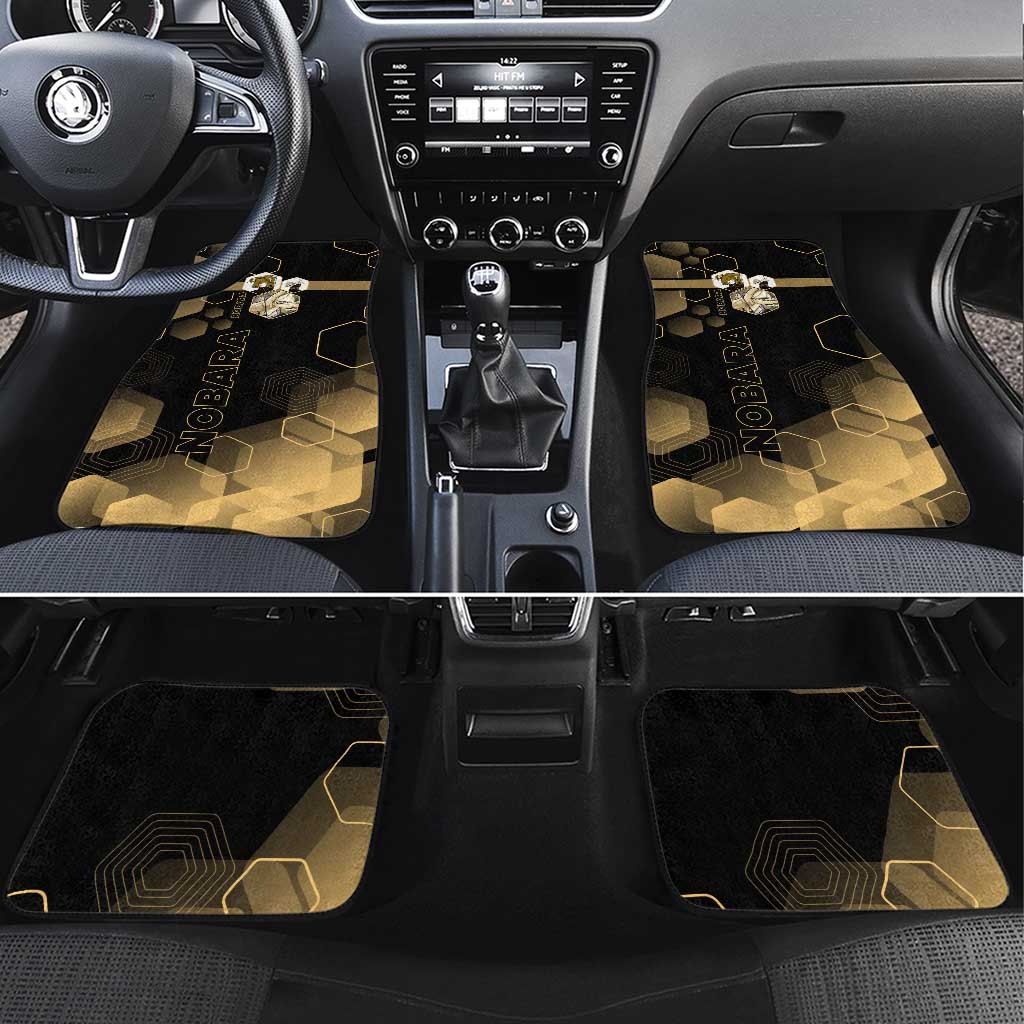 Nobara Kugisaki Jujutsu Kaisen Gold Hexagon Design Car Mats with Confident Expressions and Manga Style Art - The Mazicc