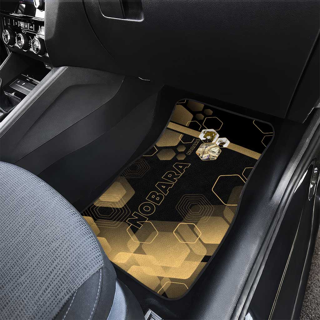 Nobara Kugisaki Jujutsu Kaisen Gold Hexagon Design Car Mats with Confident Expressions and Manga Style Art - The Mazicc