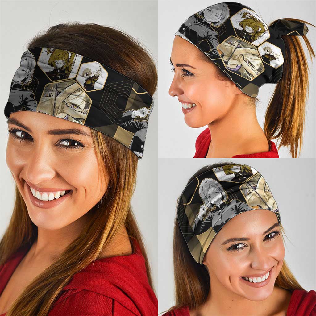 Nobara Kugisaki Jujutsu Kaisen Gold Hexagon Design Neck Gaiter with Confident Expressions and Manga Style Art - The Mazicc