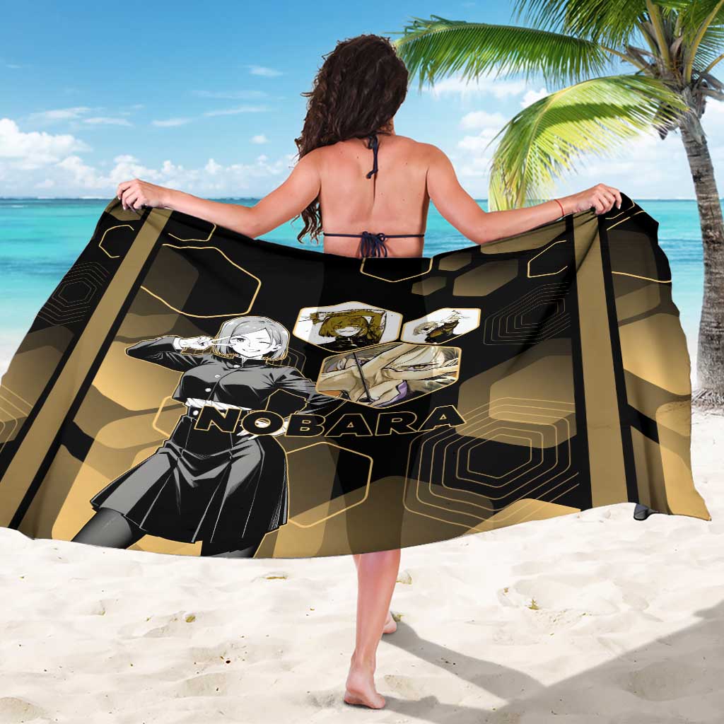 Nobara Kugisaki Jujutsu Kaisen Gold Hexagon Design Sarong with Confident Expressions and Manga Style Art - The Mazicc