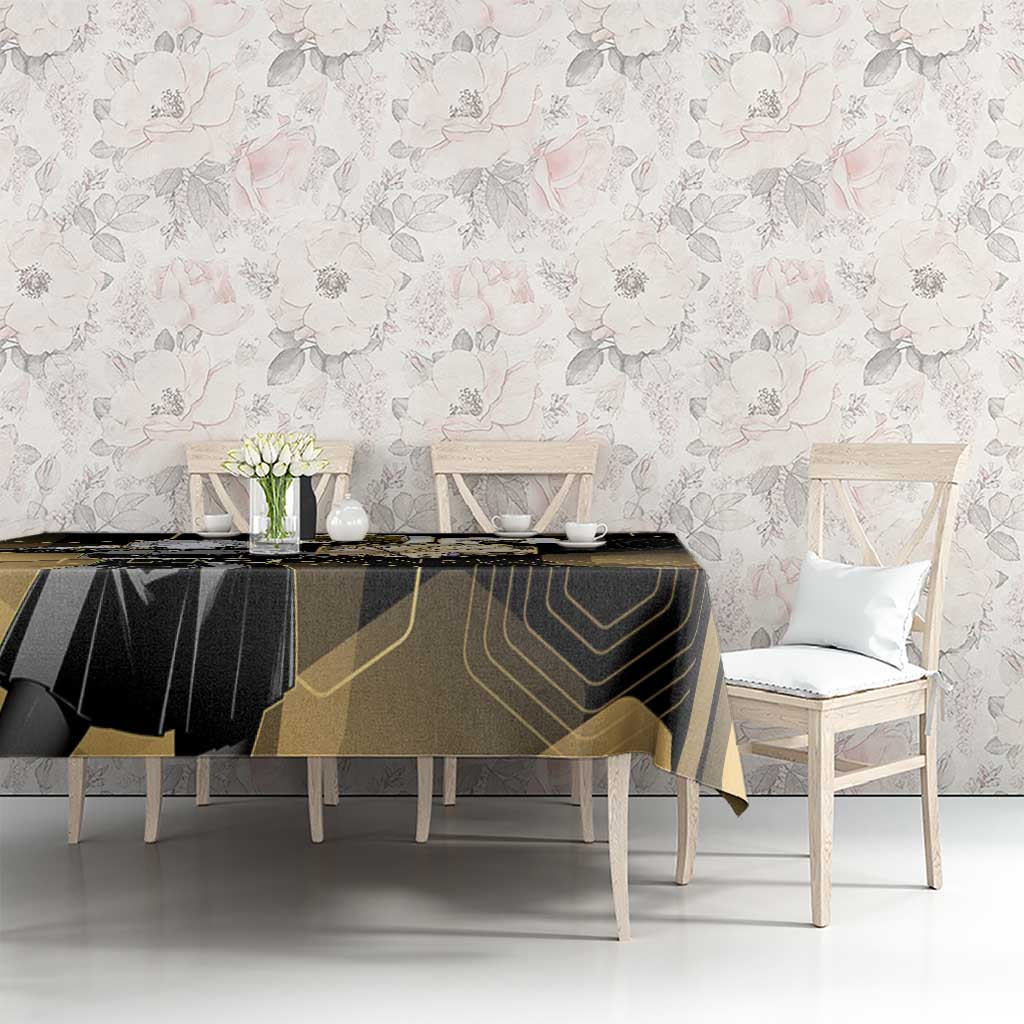 Nobara Kugisaki Jujutsu Kaisen Gold Hexagon Design Tablecloth with Confident Expressions and Manga Style Art - The Mazicc