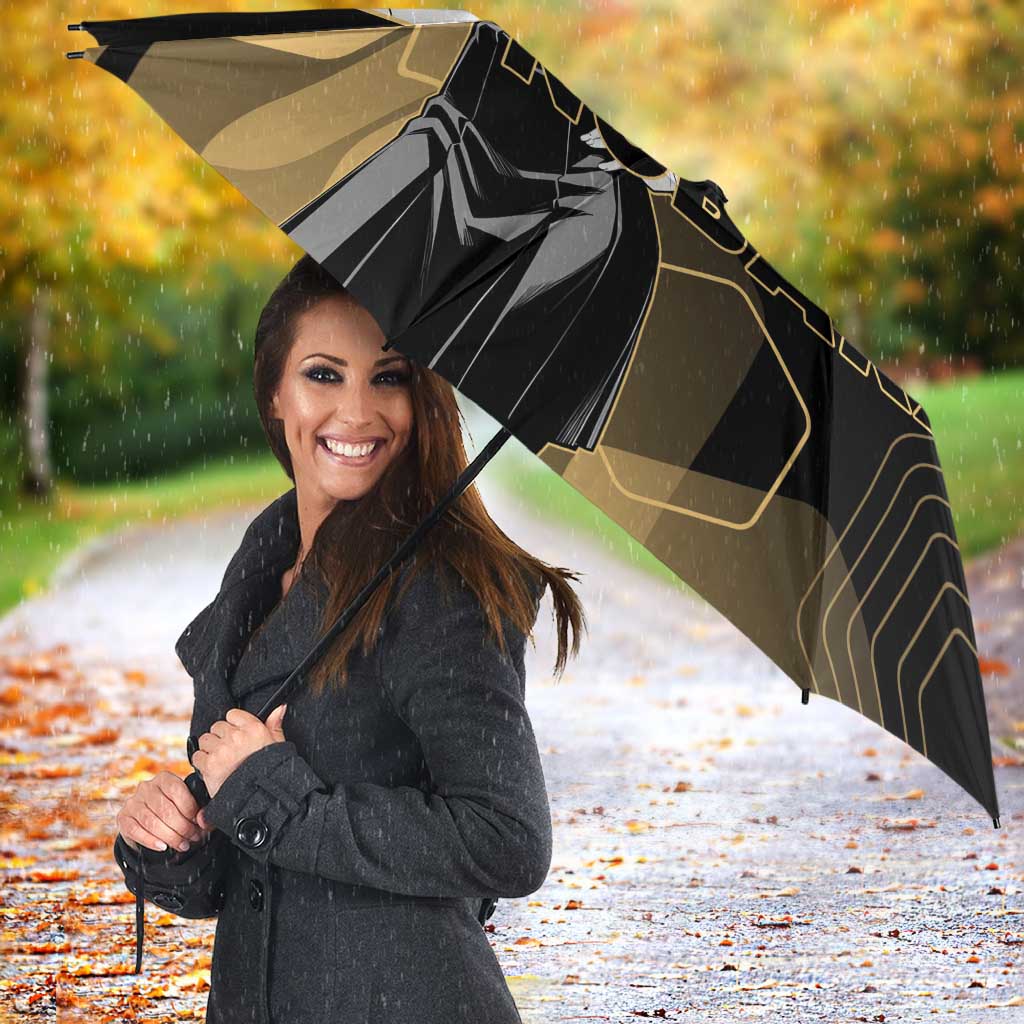 Nobara Kugisaki Jujutsu Kaisen Gold Hexagon Design Umbrella with Confident Expressions and Manga Style Art - The Mazicc