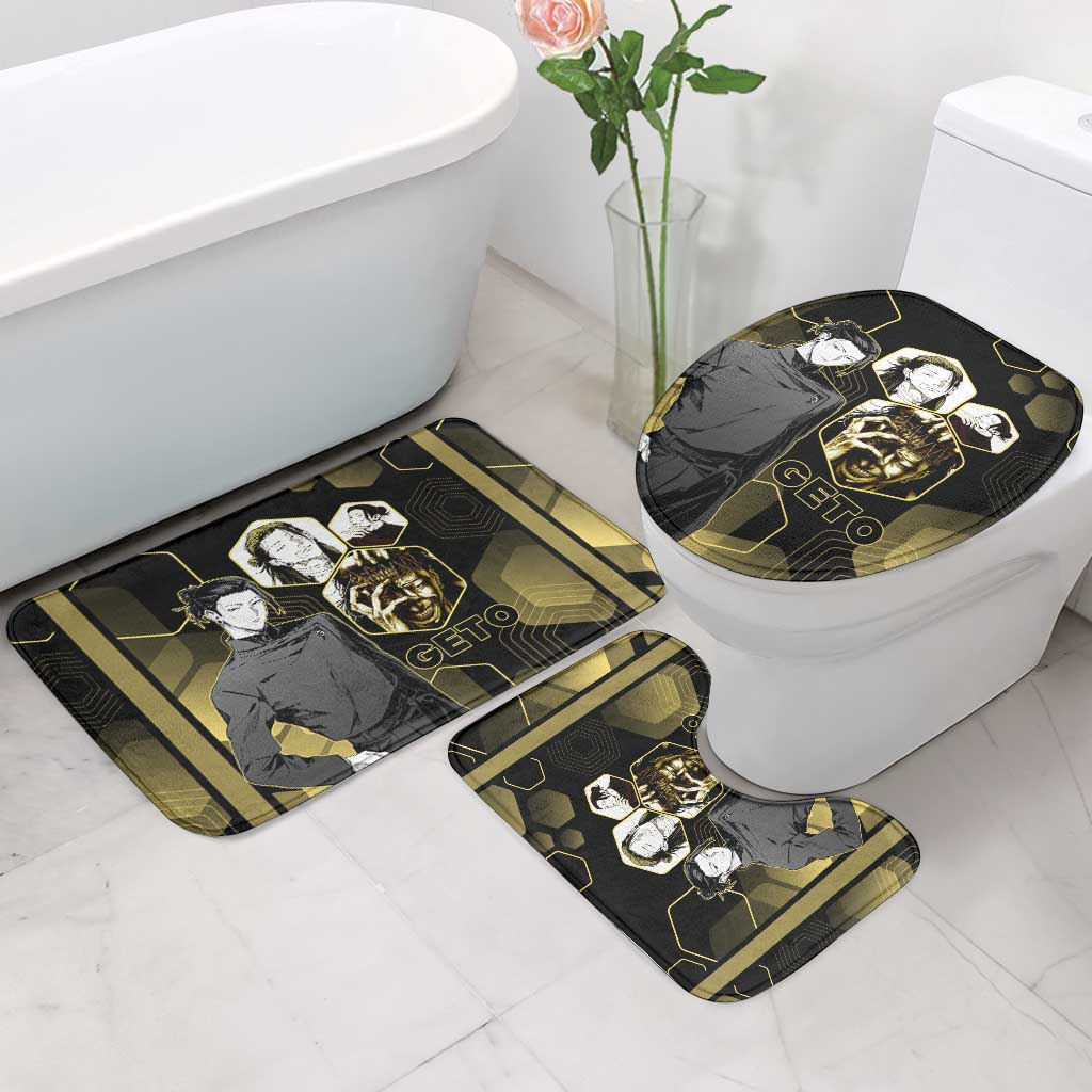 Suguru Geto Jujutsu Kaisen Gold Hexagon Design Bathroom Set with Multiple Expressions and Manga Style Art - The Mazicc