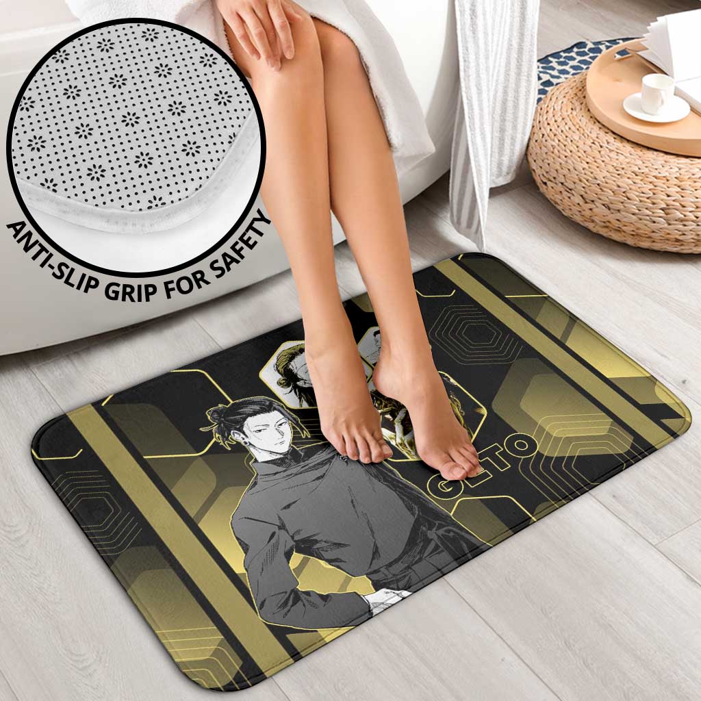 Suguru Geto Jujutsu Kaisen Gold Hexagon Design Bathroom Set with Multiple Expressions and Manga Style Art - The Mazicc