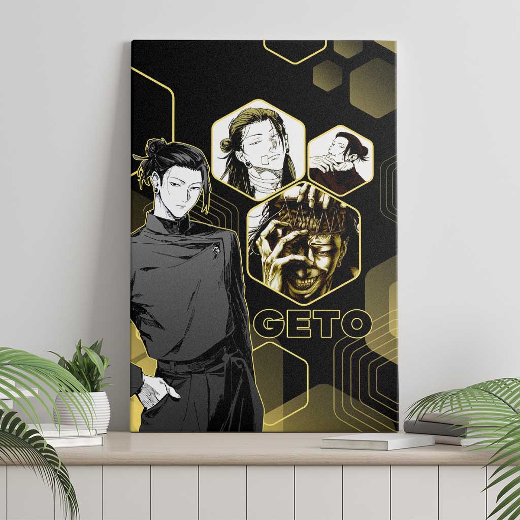 Suguru Geto Jujutsu Kaisen Gold Hexagon Design Canvas Wall Art with Multiple Expressions and Manga Style Art - The Mazicc