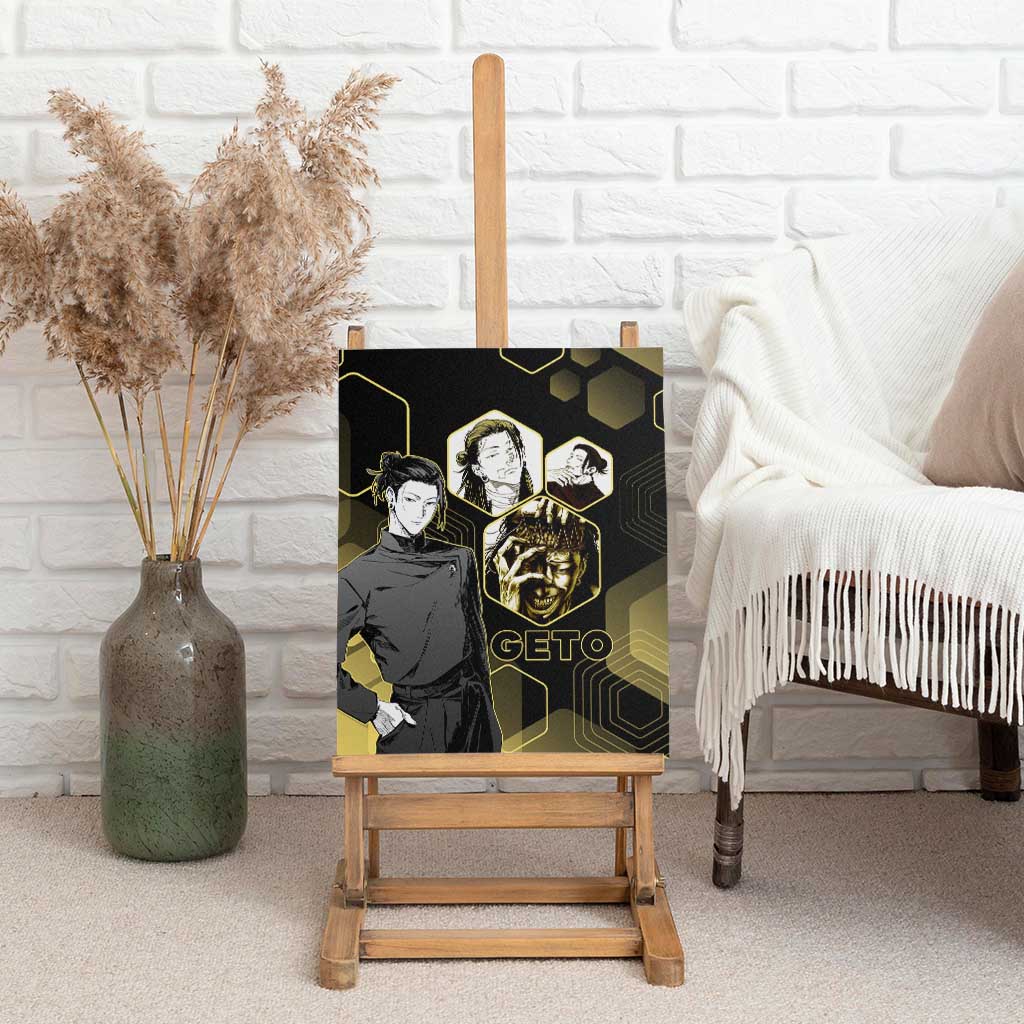 Suguru Geto Jujutsu Kaisen Gold Hexagon Design Canvas Wall Art with Multiple Expressions and Manga Style Art - The Mazicc